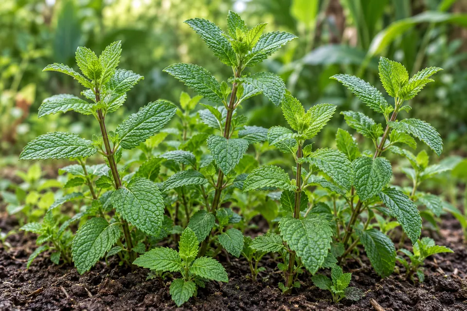 AI botanical illustration of Pudina (Mentha spp.)
